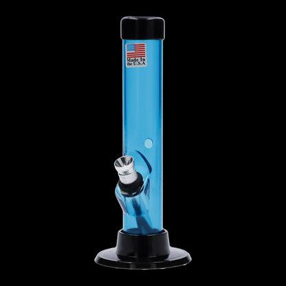 Front view of the JM Plastics Mini Matching Straight Tube with Carb Hole Acrylic Water Pipe, showcasing its 6-inch height and clear acrylic construction.