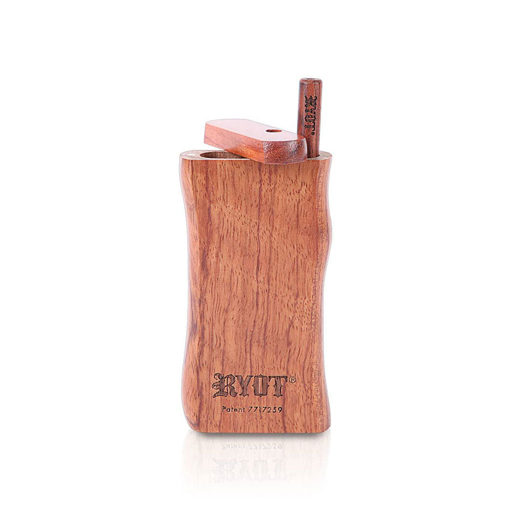Front view of the RYOT Wooden Magnetic Dugout With Matching One Hitter showing the open wooden dugout and upright one hitter against a white background.