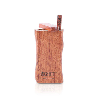 Front view of the RYOT Wooden Magnetic Dugout With Matching One Hitter showing the open wooden dugout and upright one hitter against a white background.