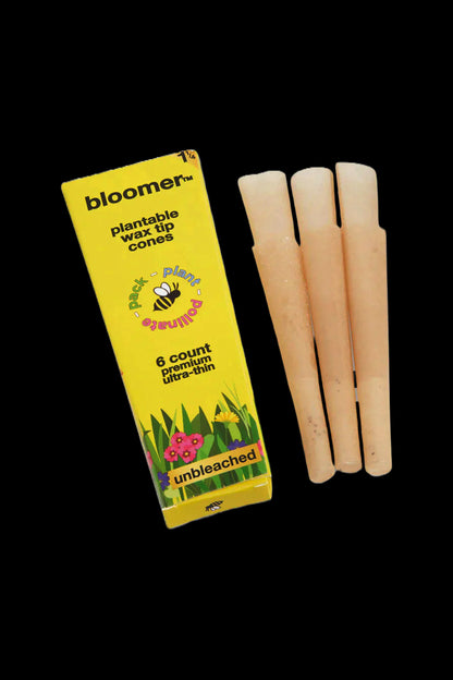 Pack of Bloomer plantable wax tip cones with six unbleached, ultra-thin tips. 