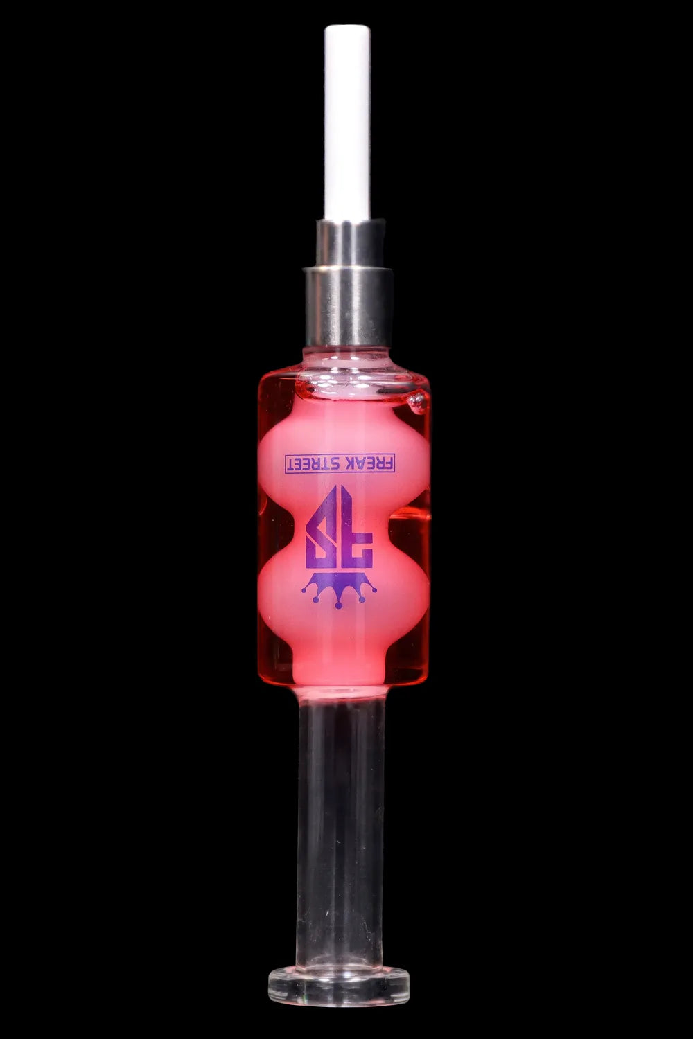 Glowing pink oil rig with “Freak Street” branding against a black background.