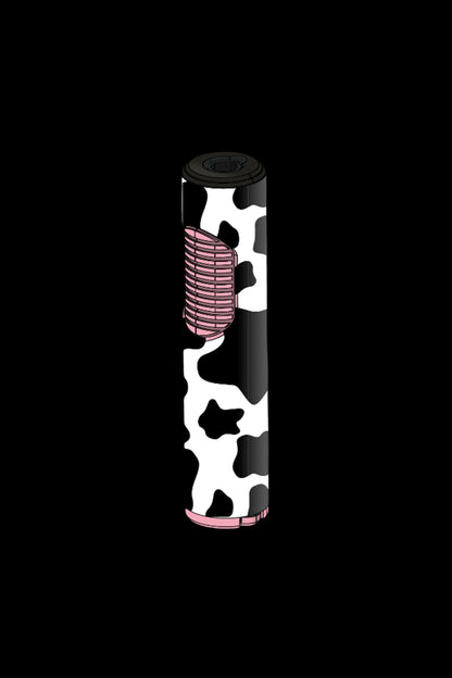 Cow-print patterned cannabis vape pen.