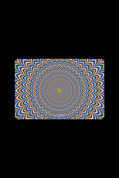 Optical illusion pattern with cannabis leaf watermark.