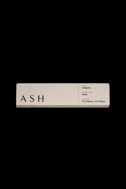 Pack of ASH organic king-size rolling papers and filters.