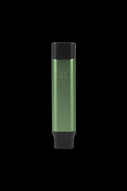 Green cannabis vaporizer pen against a black background.