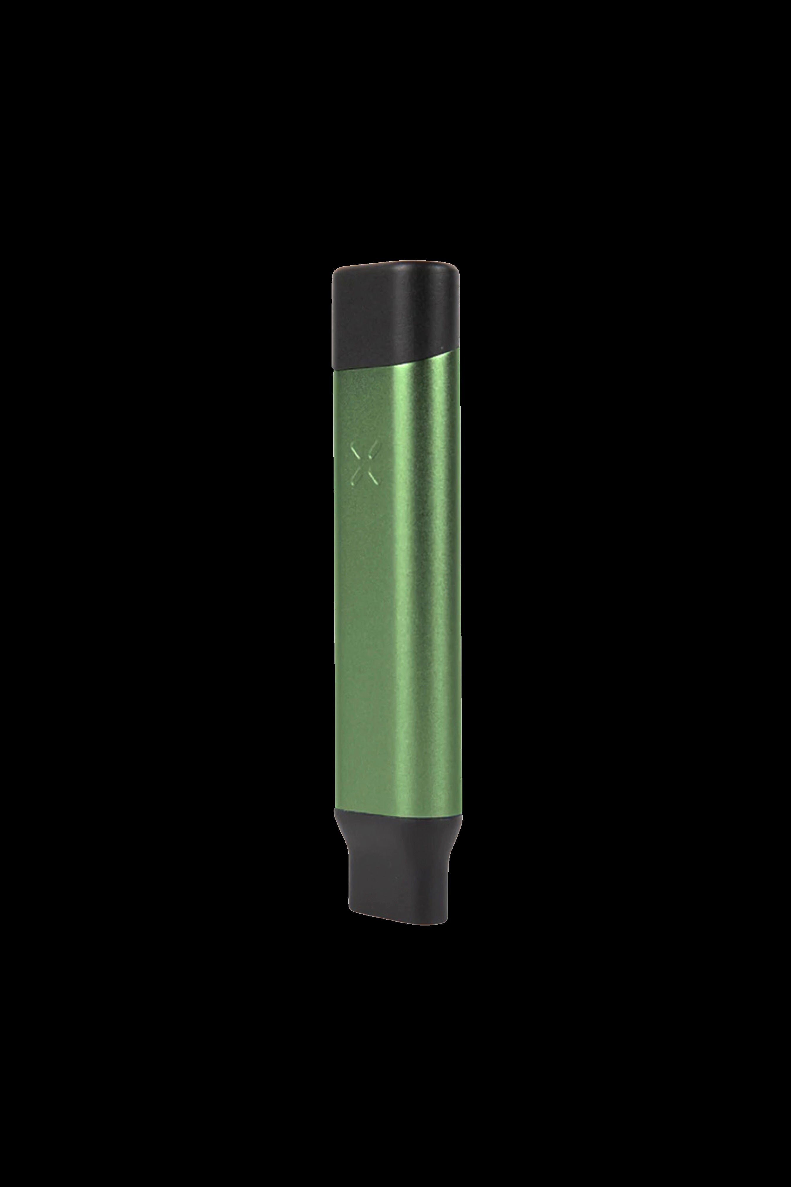Green cannabis vaporizer pen isolated on a black background.