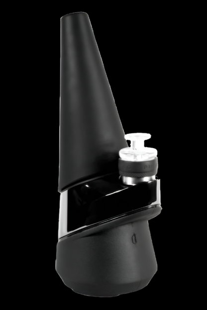 Black electronic dab rig with a quartz banger.