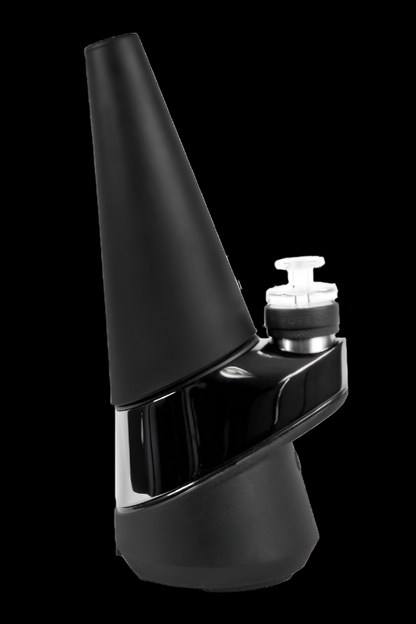 Black electronic dab rig for cannabis concentrate consumption.