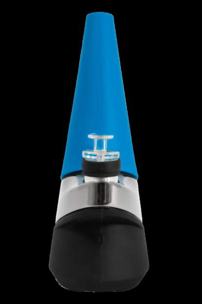 Blue and black electric dab rig for cannabis concentrates.