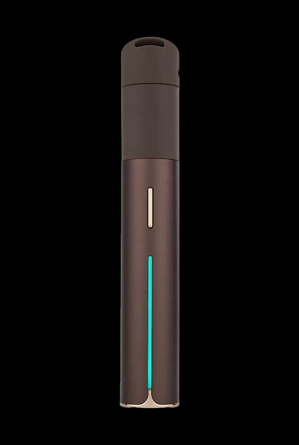 Front view of the Puffco Pivot Vaporizer, a sleek, black cylindrical device displayed on a dark background.