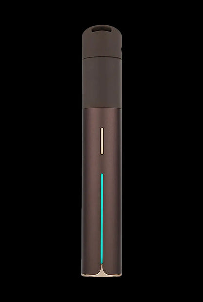 Front view of the Puffco Pivot Vaporizer, a sleek, black cylindrical device displayed on a dark background.