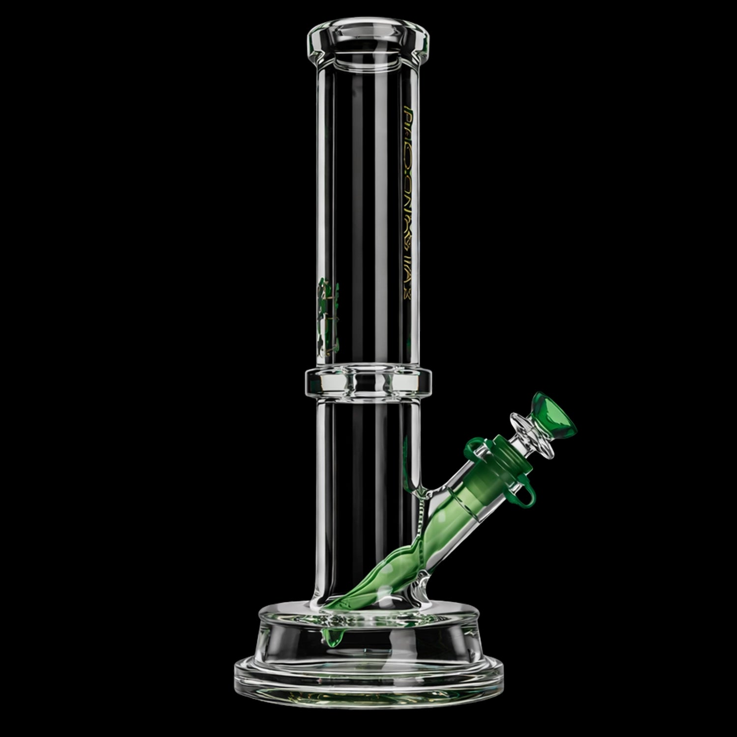 Green Flower Phoenix Star 7Mm Tube Bong With Thick Base 12 Inch