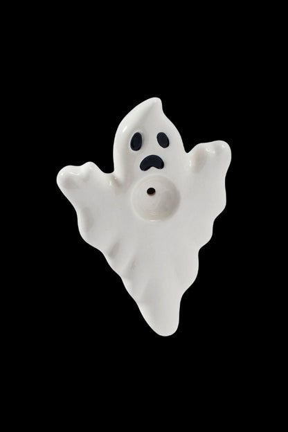 White ceramic ghost-shaped bubbler for smoking.