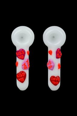 Valentines Hearts Glow In The Dark Glass Spoon Pipe - 5pc Set