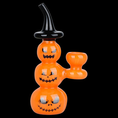 Halloween Pumpkin Pile Up Glass Bubbler - 5.75"