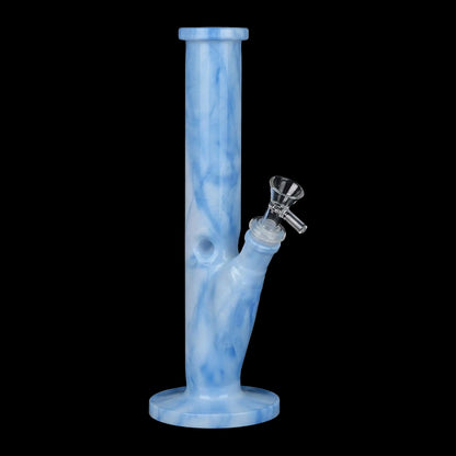Marbled Straight Tube Glass Water Pipe - 10.75" / 14mm F / Colors Vary