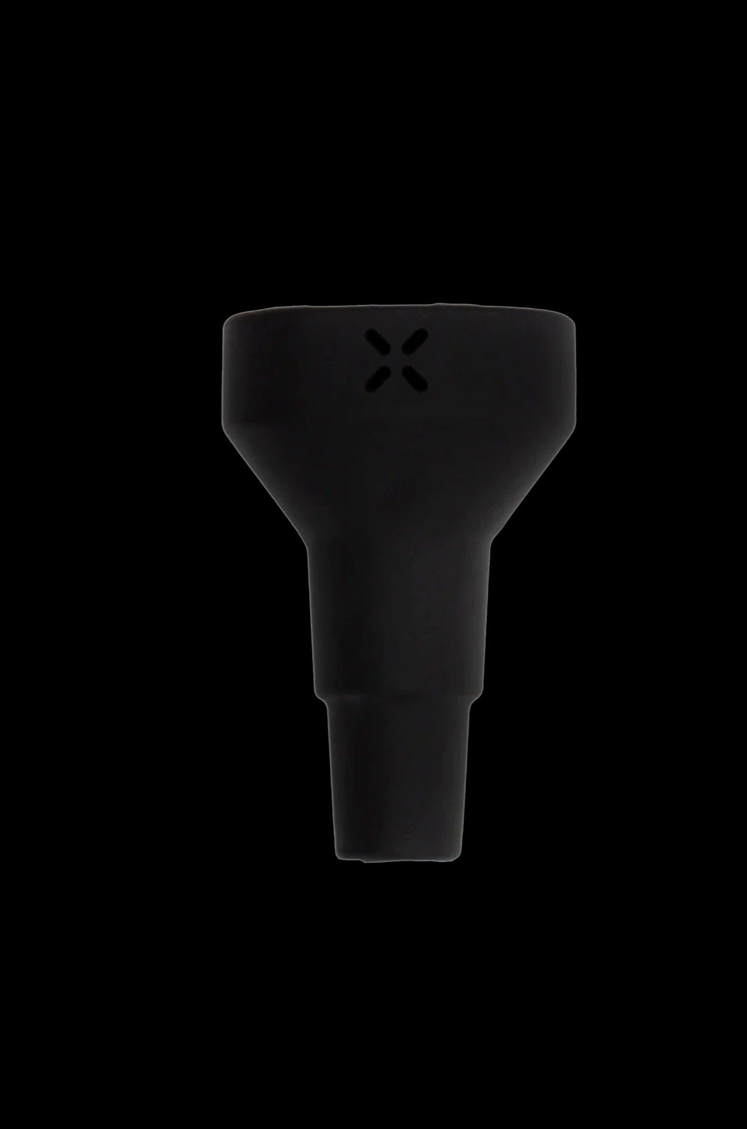 Black cannabis concentrate container with a stylized “X” logo.