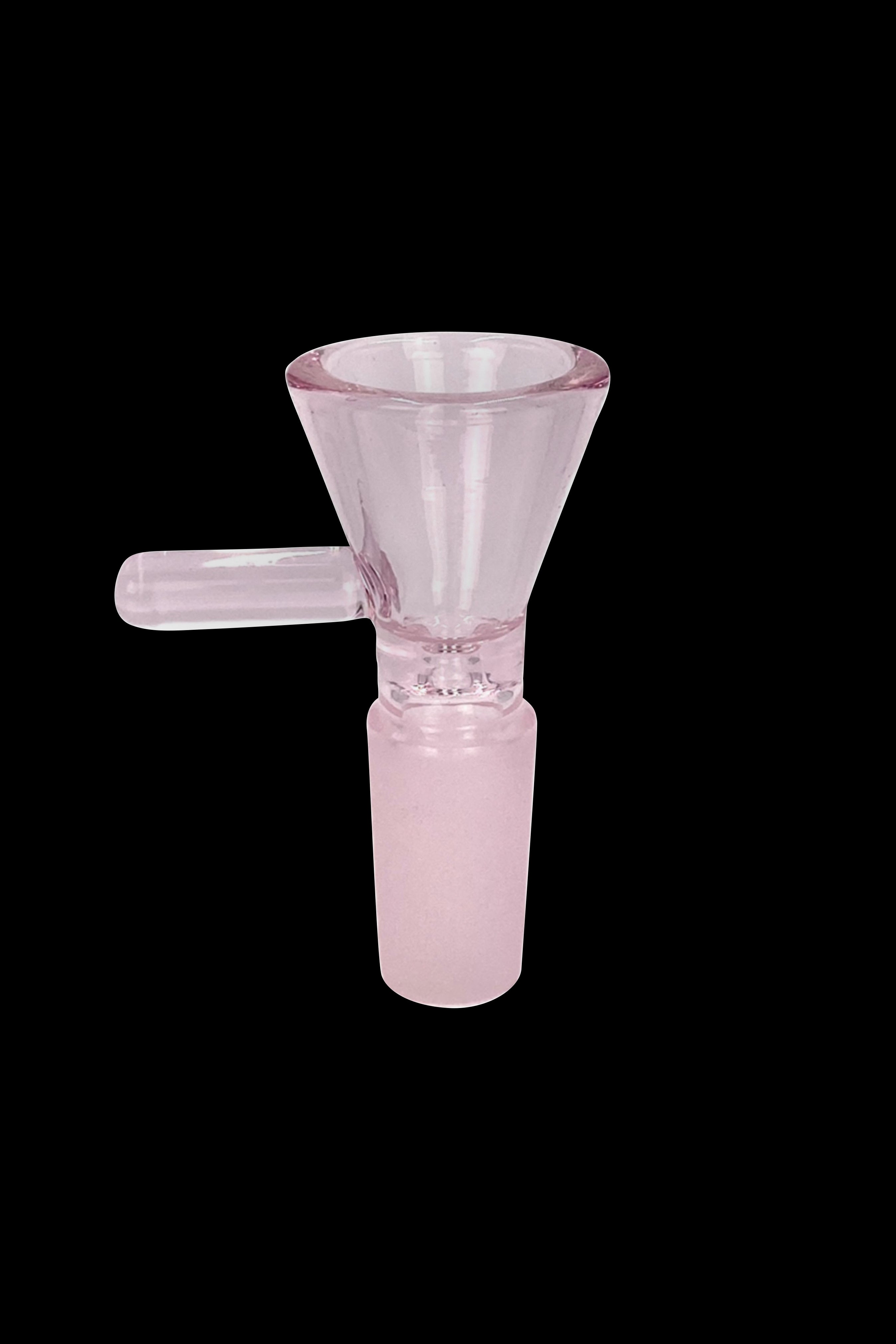 Pink glass bowl for smoking cannabis.