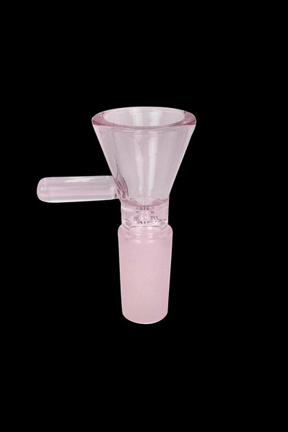 Pink glass bowl for smoking cannabis.