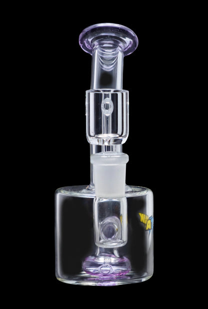 Front view of the Atomik Little Dipper Dab Rig, a compact glass rig with a clear body and visible joint.