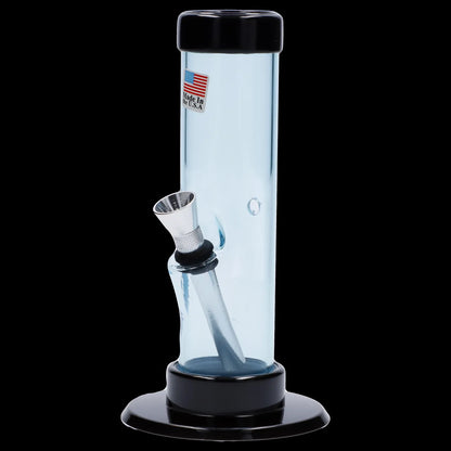 Glass water pipe (bong) for smoking cannabis, with a removable downstem and black accents.