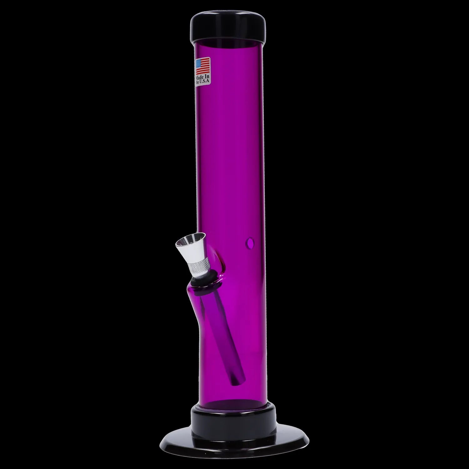 Purple acrylic water pipe with metal bowl.