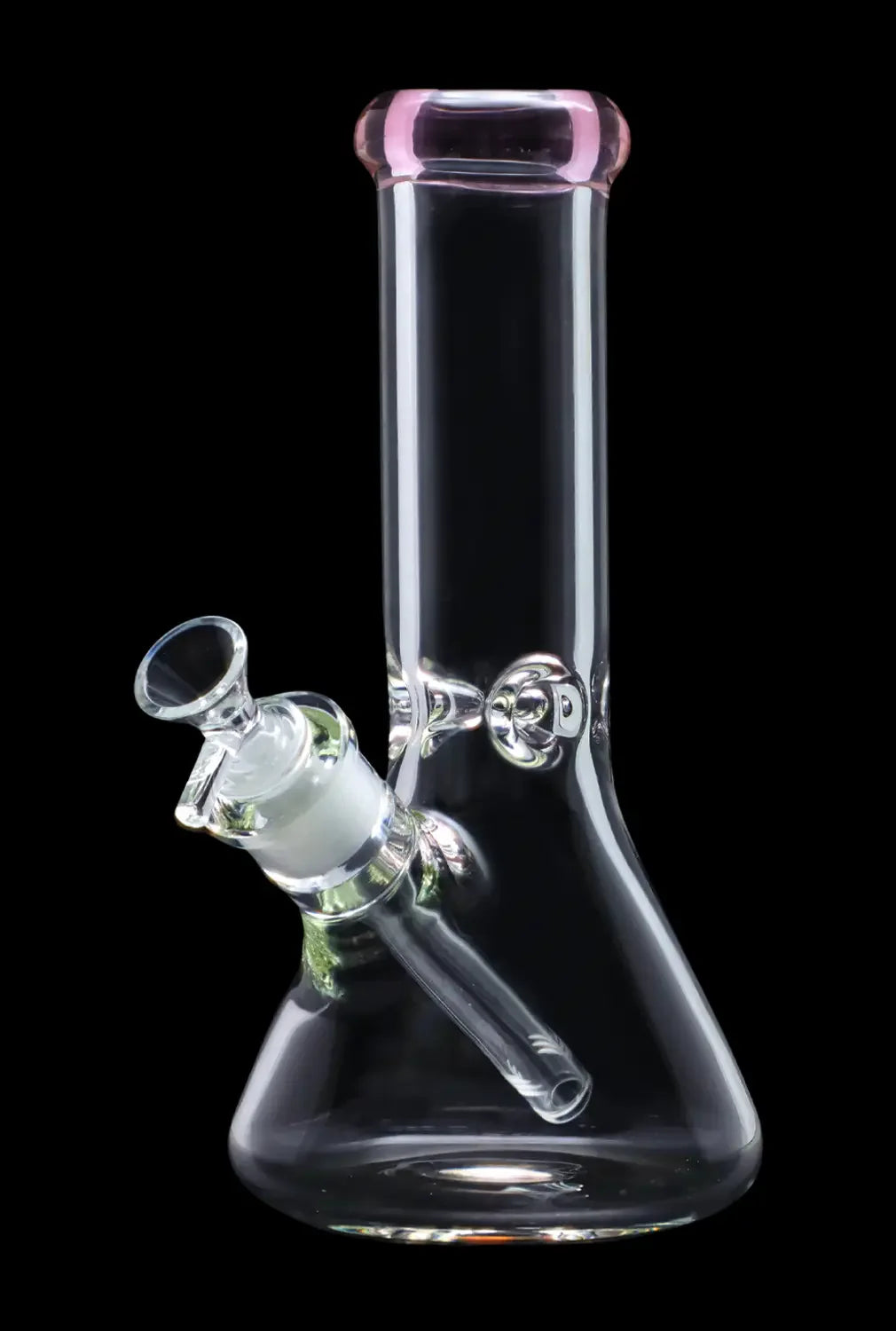A front view of the 10-inch Smoke Cartel Beaker water pipe with a colored mouthpiece, set against a solid black background.