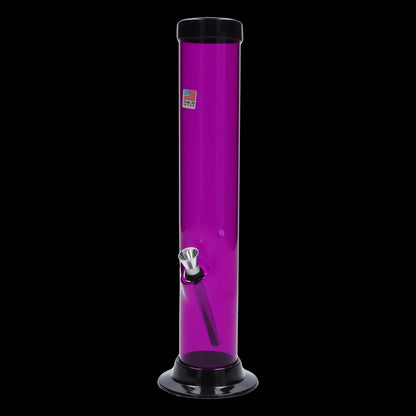 Purple acrylic water pipe with a black base and mouthpiece.