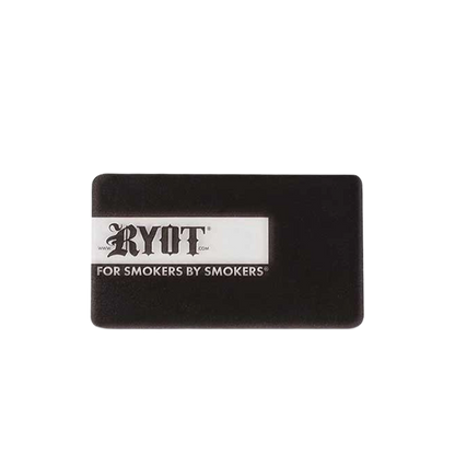 Top-down view of the black RYOT Humidor Walnut Combo Box (8X11) showing its rounded corners and white RYOT logo label.