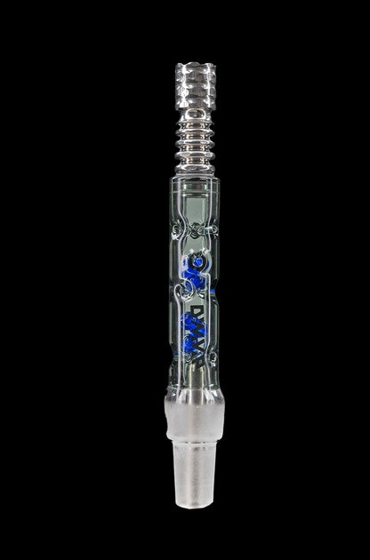 Glass oil rig bubbler with blue accents.