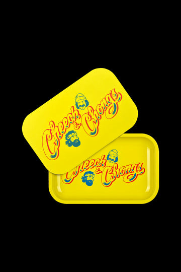 Cheech & Chong x Pulsar Metal Rolling Tray W/ Lid - Yellow Logo - Cheech & Chong x Pulsar Metal Rolling Tray W/ Lid - Yellow Logo