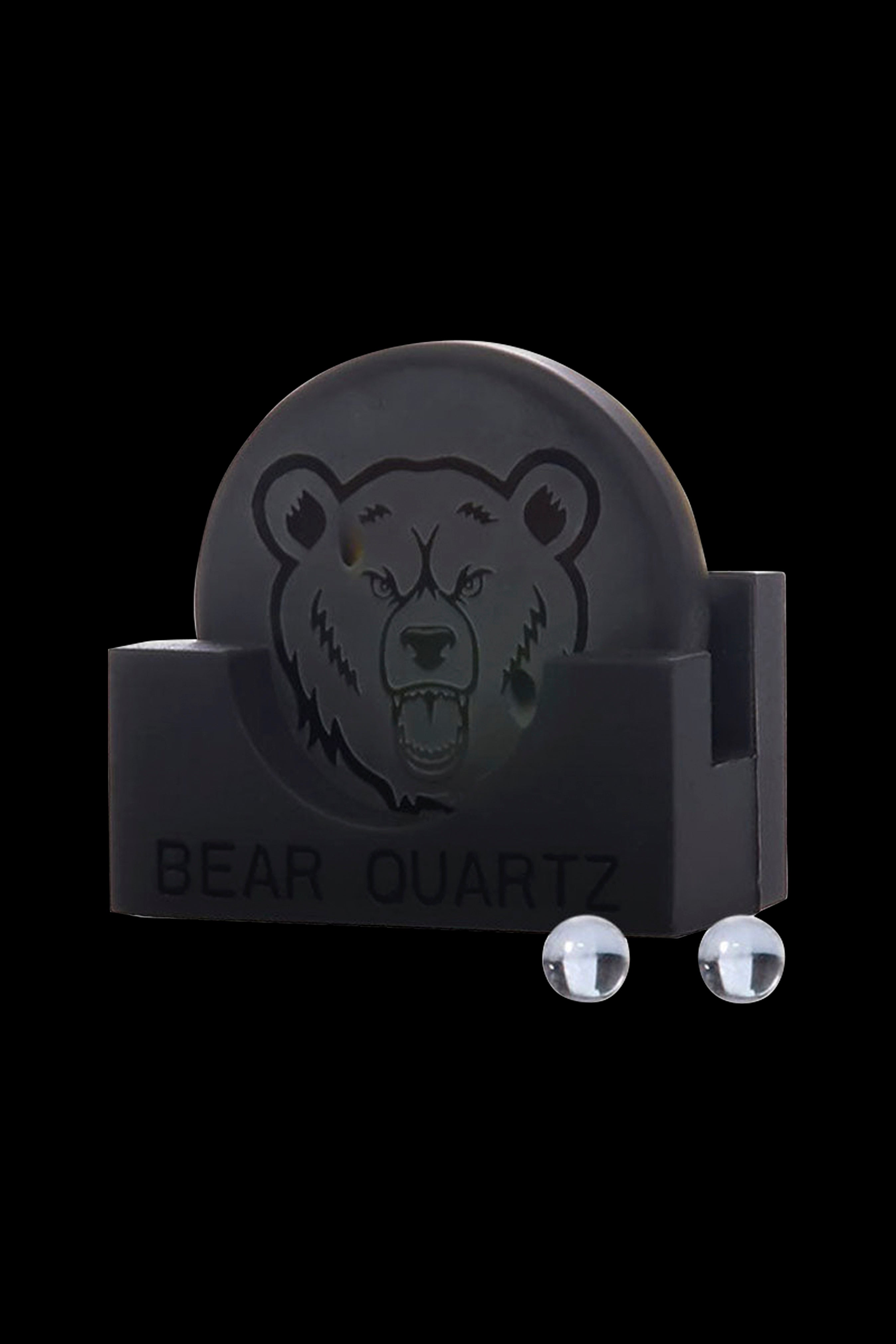 Black quartz dab kit with a bear graphic and two quartz inserts.