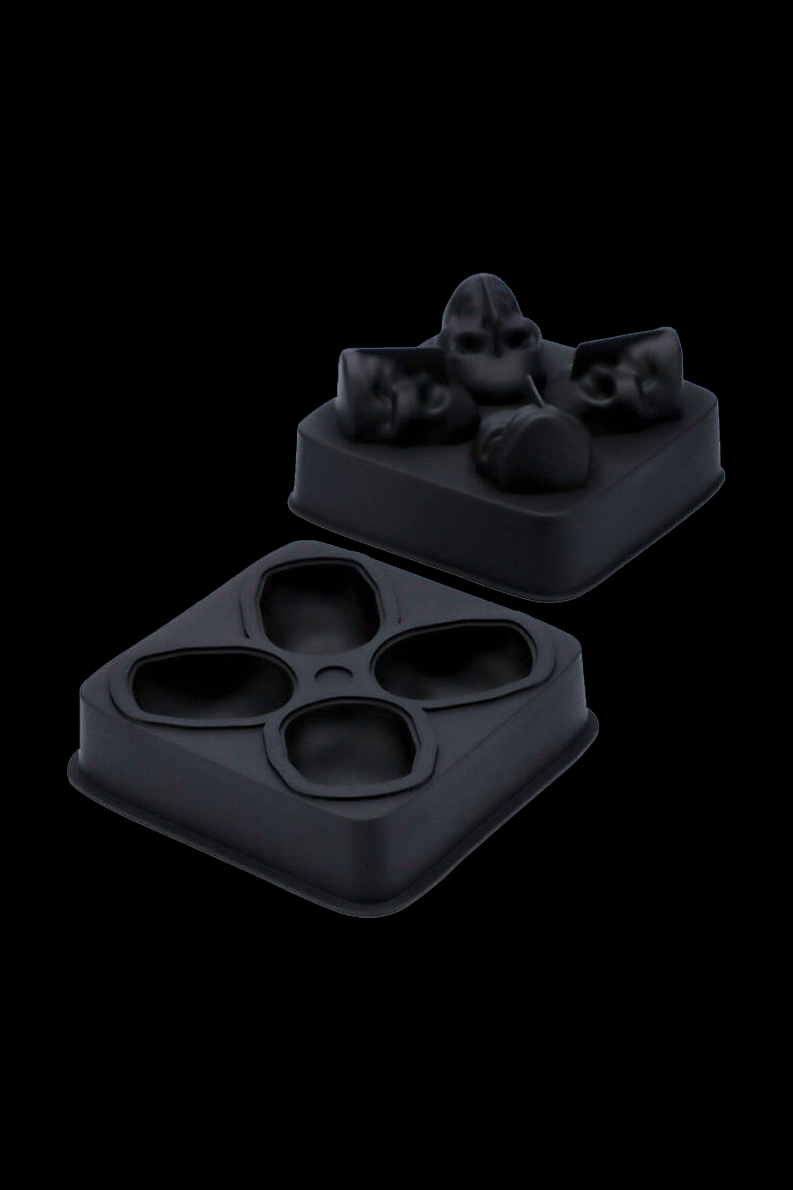 Black silicone cannabis concentrate container with separate compartments for different strains or extracts.