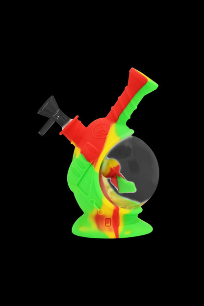 Colorful silicone bubbler water pipe for smoking cannabis.