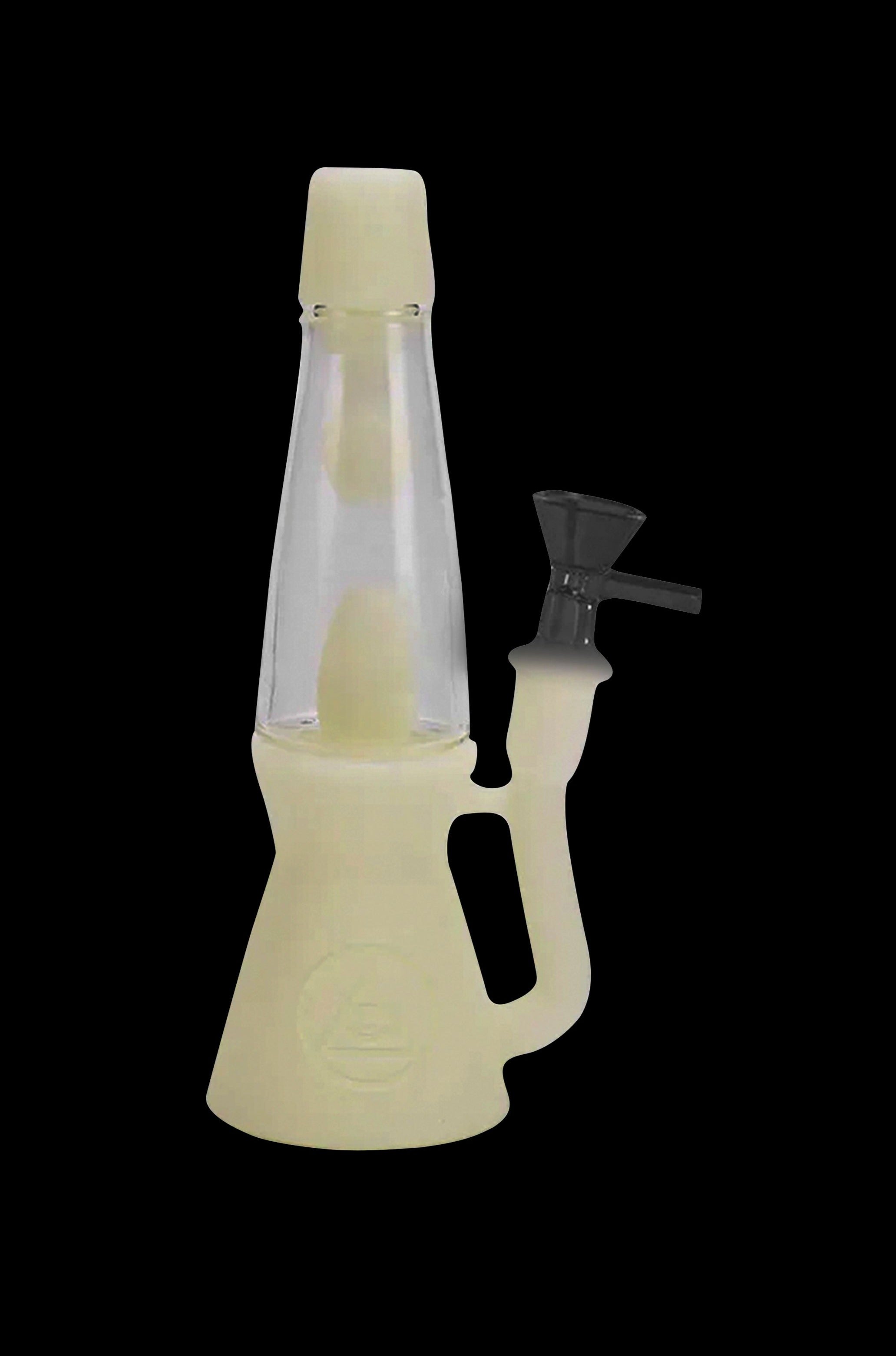 Yellow glass water pipe (bong) with ice catch and removable downstem.