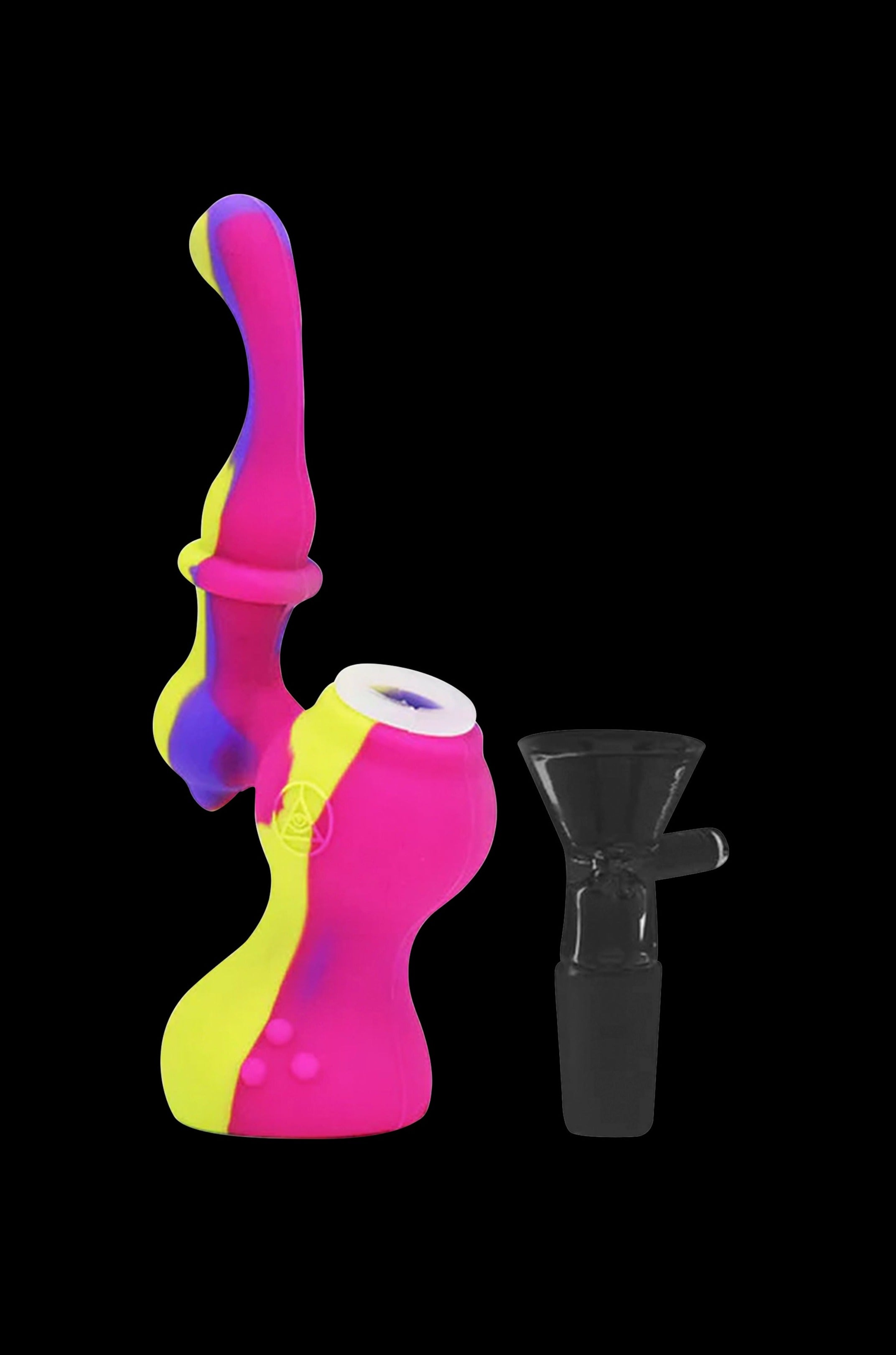 Colorful silicone rig with glass bowl.