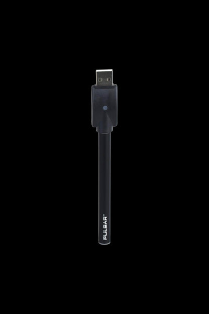 Black Pulsar vaporizer pen charging via USB.