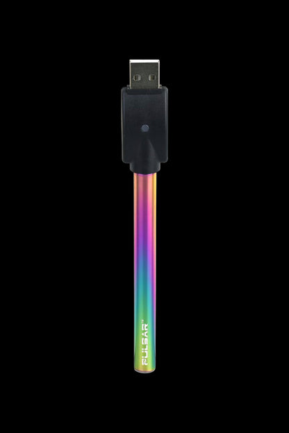 USB-powered iridescent cannabis oil vaporizer pen.