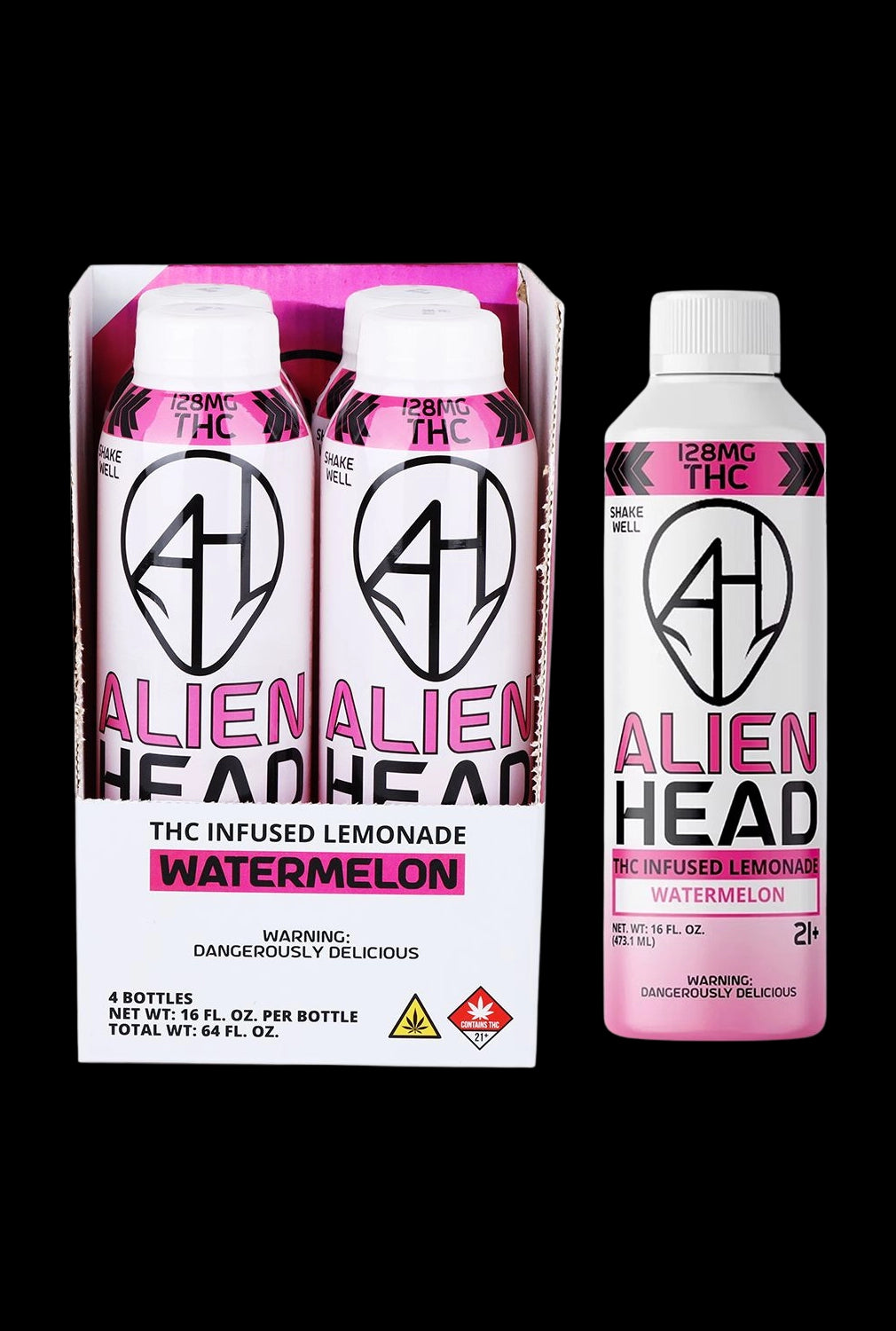 Alien Head D9 THC Lemonade | Watermelon | 16oz | 128mg | 4ct Display