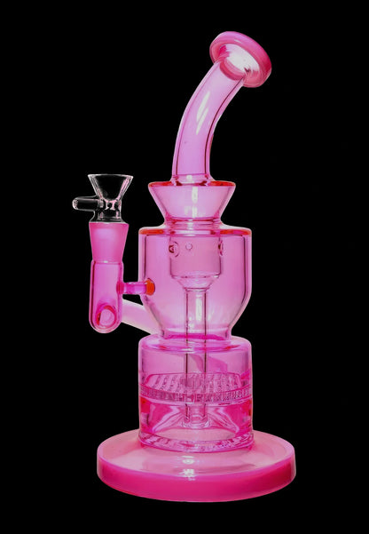 Neon Beaker with Showerhead Percolator and Thick Base Bong