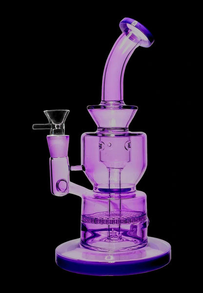 Neon Beaker with Showerhead Percolator and Thick Base Bong