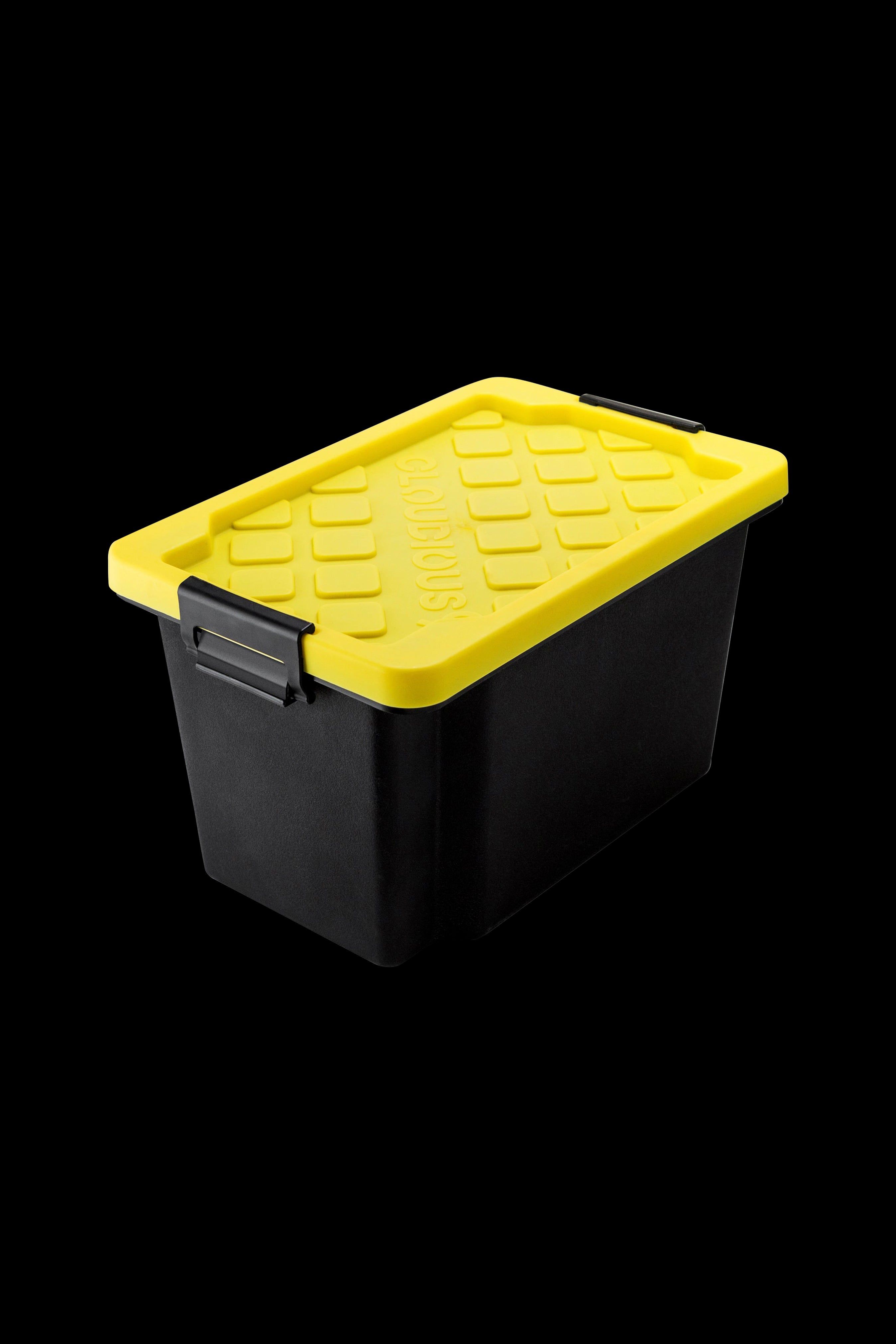 Yellow and black smell-proof container, often used for cannabis storage.