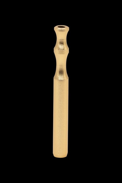Gold cannabis dab tool with sculpted handle.