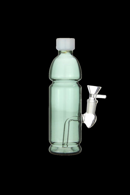 Green glass water pipe with a detachable bowl piece.