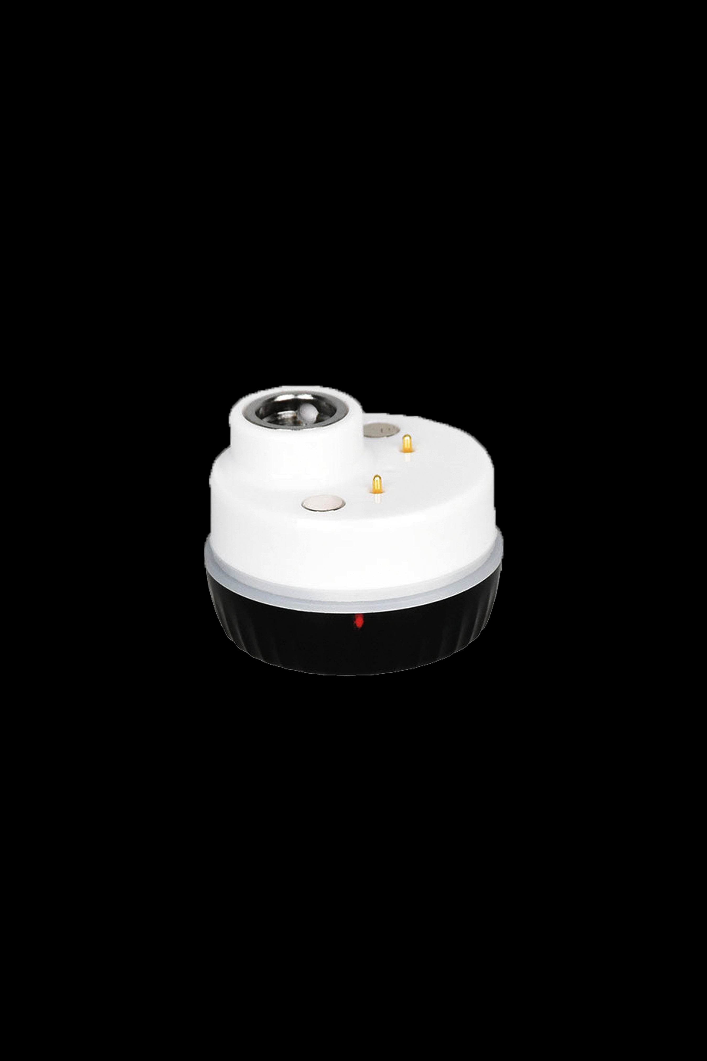 Portable cannabis vaporizer in white and black.