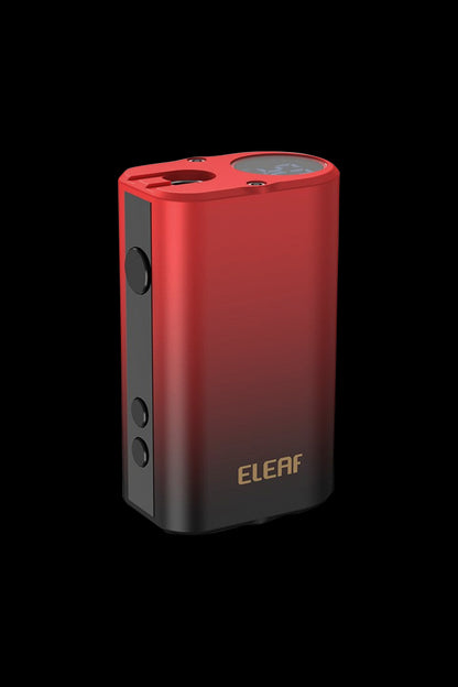 Red cannabis vape mod with digital display.