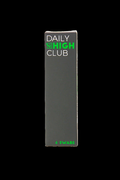 Black packaging for "Daily High Club" cannabis cleaning swabs.