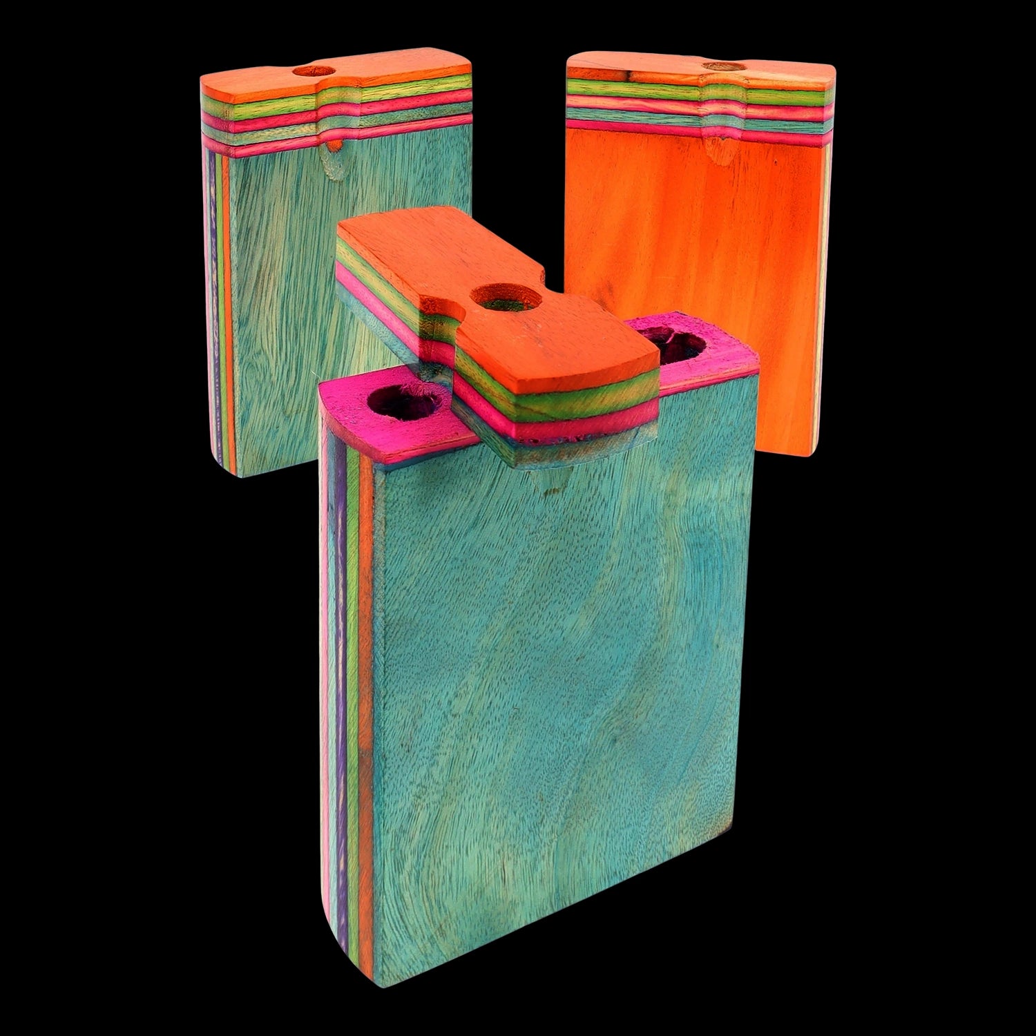 Multicolor Layered Wood Dugout “Mini Rainbow Rail” – 3″ – Assorted Colors