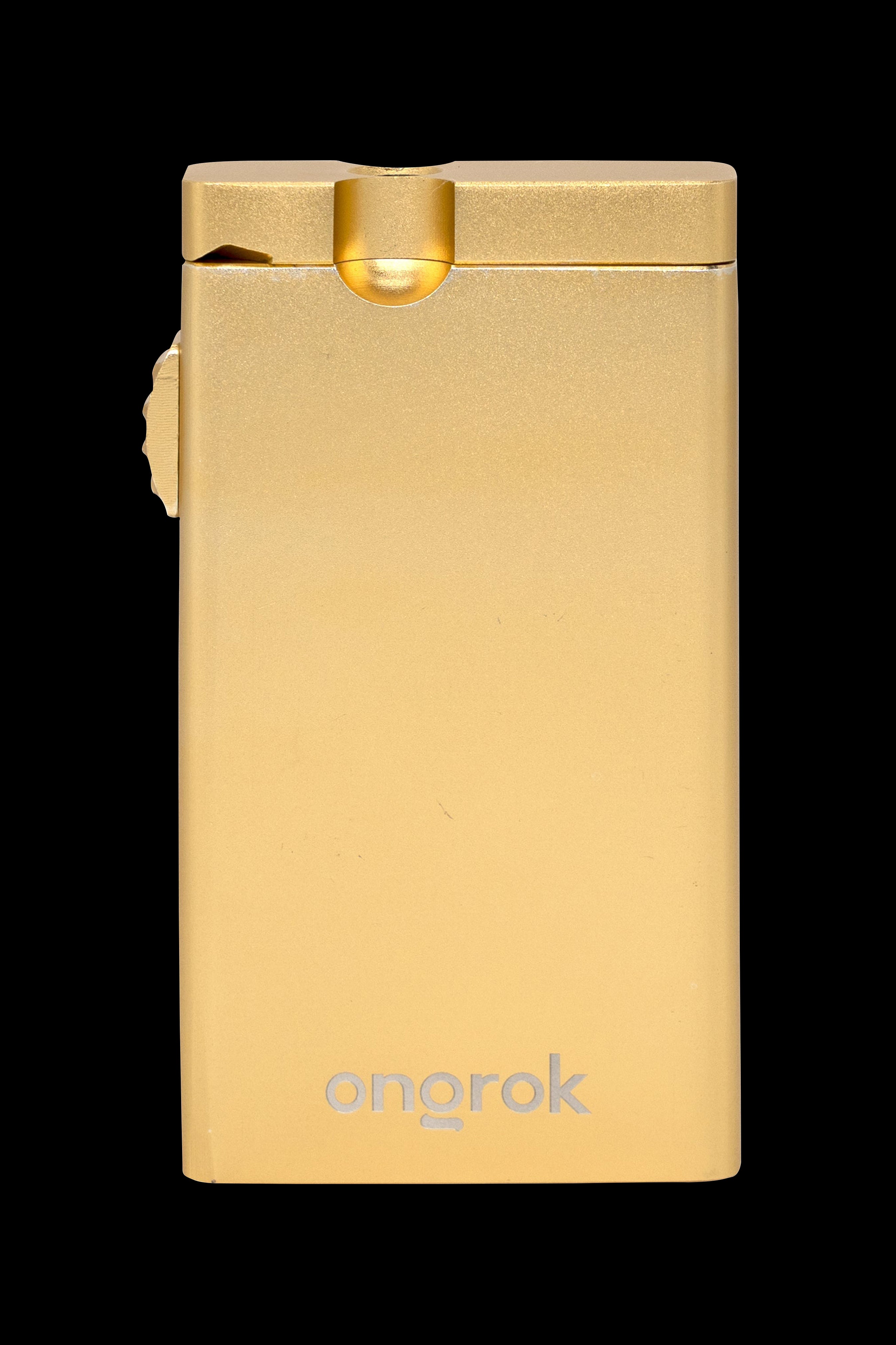 Gold cannabis oil vape pen with “ongrok” logo.