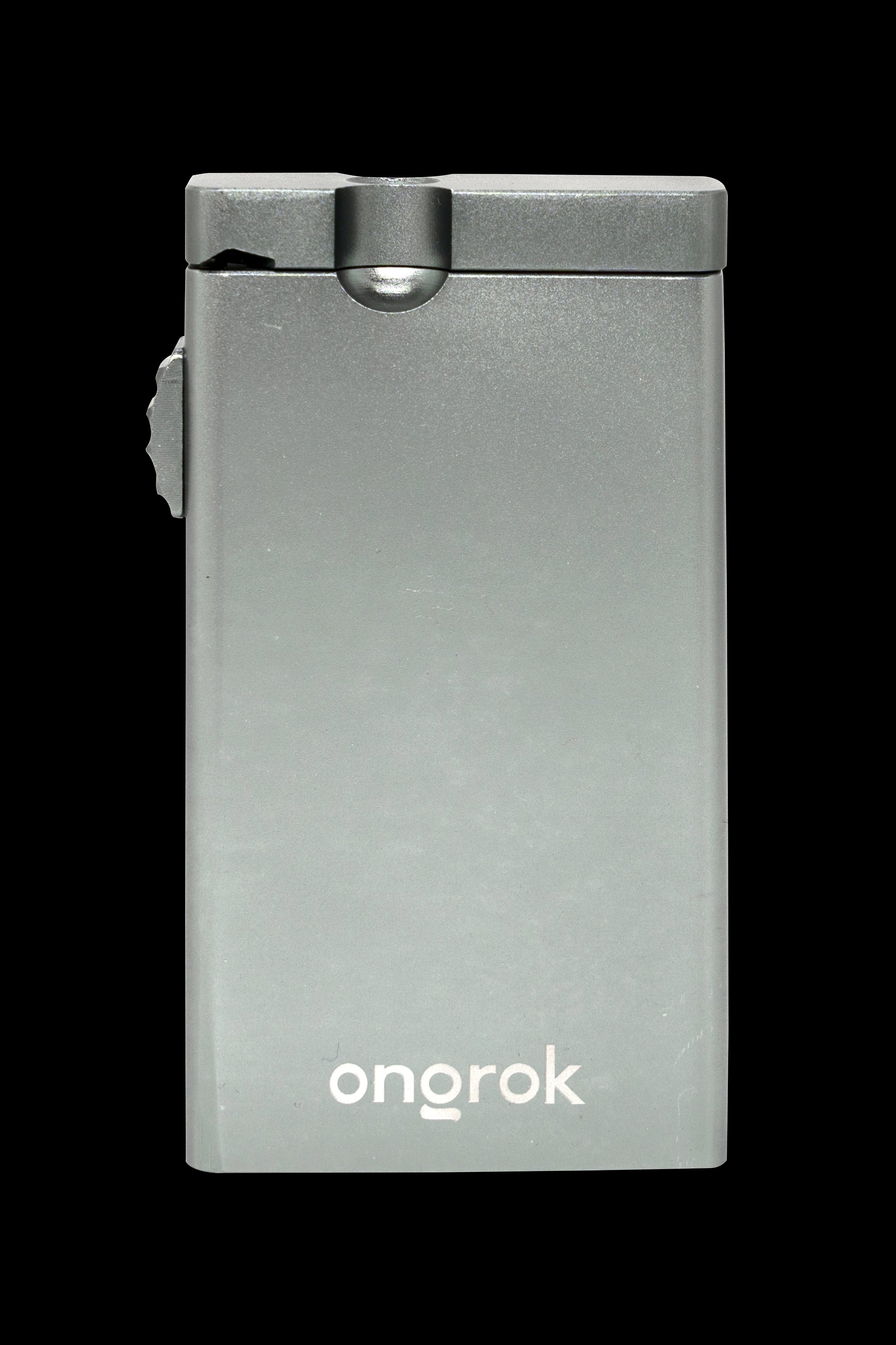 Sleek, gray ongroK portable vaporizer device.